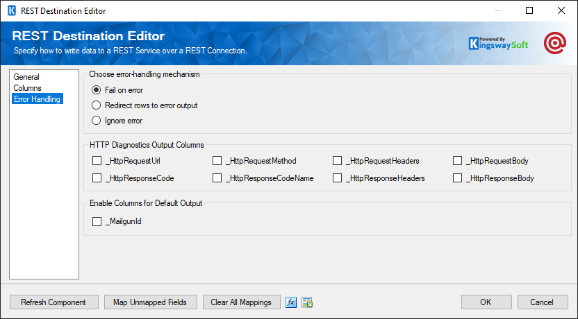 SSIS Mailgun REST Destination - Error Handling